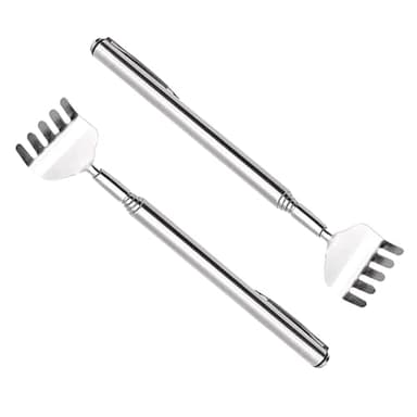 Gratte dos, 2 Pcs Gratte-dos Télescopique, Gratte dos en Acier Inoxydable, Portable en Acier Inoxydable Massager de Dos, Pour Massage de la Tête et du Dos
