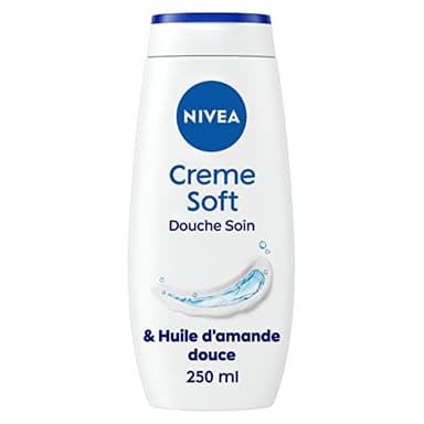 NIVEA Crème de douche Soin (1 x 250 ml), enrichie à la Vitamine C & E et Huile d'Amande douce, Soin corps hydratant qui nettoie respecte et renforce le microbiome pour peaux sèches
