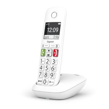 Gigaset E290 - téléphone sans fil pour seniors avec de larges touches, touches d'accès direct pour les numéros importants, fonction d'amplification pour un son extra fort, blanc