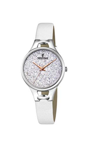 Festina Montre Femme Analogique Cuir Blanc - Mouvement à Quartz - Verre Minéral Haute Résistance - Étanche 5 ATM - Élégante, Classique et Vintage - Special Prices F20334/1