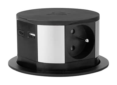 Bloc multiprise encastrable 3 Prises 16A + 2X USB et Chargeur Induction - Noir - Otio
