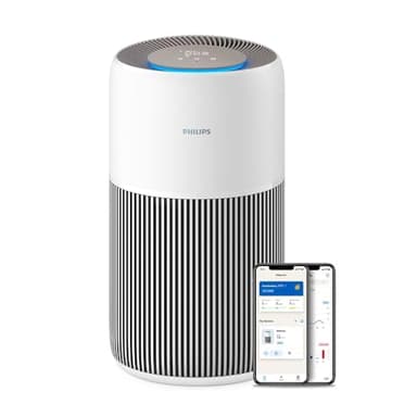 Purificateur d'air Philips Série 2200, HEPA NanoProtect + Filtre à charbon actif, CADR 400m³/h pour 104m², Pour personnes allergiques, Ultra-silencieux, Filtre intelligent et durable (AC2210/10)