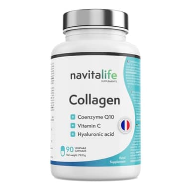 Collagene et Acide Hyaluronique + Coenzyme Q10 + Vitamine C + Zinc | Formule Concentrée, Prise Facile et Haute Biodisponibilité | Articulations Saines, os Solides, Peau Jeune et Hydratée, 90 Gélules