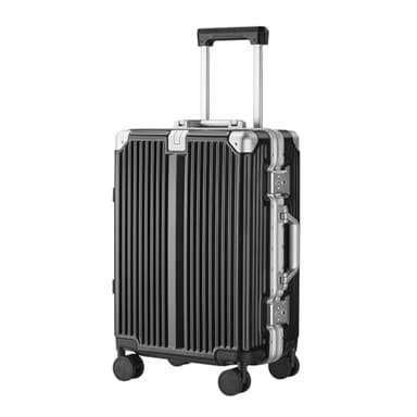 GIIYOEW Valise Bagage Cabine avec Cadre en Aluminium Bagage à Main Poignée télescopique Serrure à Combinaison TSA 4 Roues,Noir,24in
