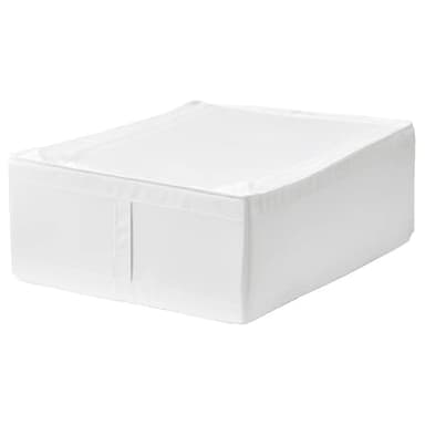 IKEA Boîte de rangement pour vêtements de maison, 44 x 55 x 19 cm (blanc), le tissu est fabriqué en polyester recyclé (302.903.62)