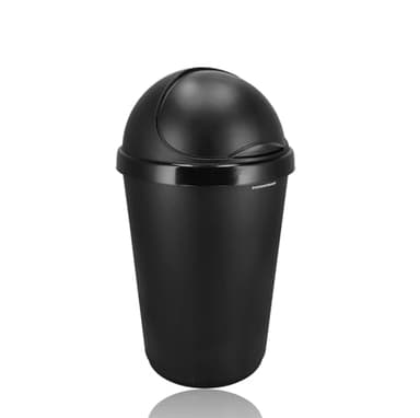 Poubelle 50 L - Poubelle Cuisine, Salle de Bain, & Plus - Corbeilles à Papier en Plastique avec Couvercle Coulissant - Poubelle Intérieur (Noir)
