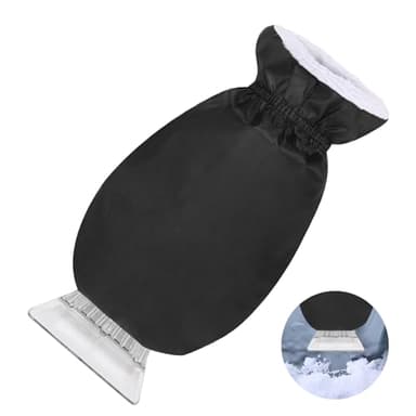 WEINIBAO Grattoir à Glace avec Gant, Noir Grattoir Vitre Voiture avec Gant, Grattoir à Glace pour Voiture avec Gant, Grattoir Pare Brise Voiture avec Gant pour Déneigement de Voiture en Hiver (A)
