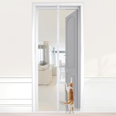 HOOMEE Moustiquaire magnétique pour portes de balcon ou de terrasse, tissu avec aimants puissants pour une fermeture automatique, installation facile sans perçage (120 x 220 cm, blanc)