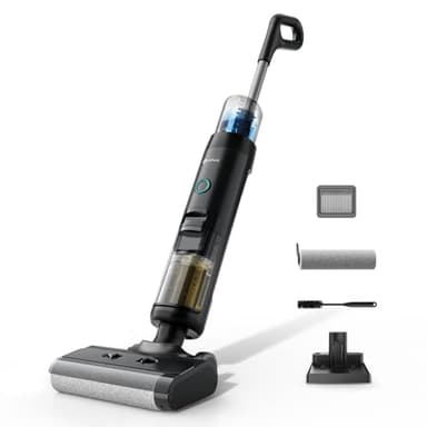 Lefant LS200 Aspirateur Balais Laveur sans Fil et Lavage Puissant, Autonettoyage Intelligent avec Racleur Résistant, 30 Min Autonomie, Design Anti-chevauchement, Aspirateur sans Sac pour Sols Durs