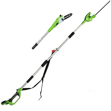 Greenworks G24PSH Élagueuse et Taille Haie à Batterie sur Perche 2-en-1 avec Bandoulière, Guide Tronçonneuse 20 cm, Taille-Haie 51cm, Lames Double Action SANS batterie 24V ni Chargeur, Garantie 3 Ans