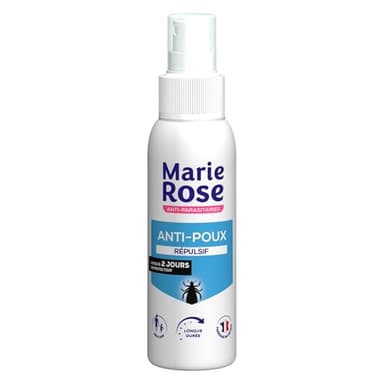 MARIE ROSE - Spray Répulsif Anti-Poux - 100 ml - Protection pour Toute la Famille Jusqu'à 2 Jours - Longue Durée - Convient aux Enfants - A partir de 3 ans - Fabriqué en France