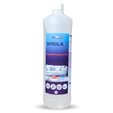 Hygilas Nettoyant Canapé & Tissu, Professionnel 1L - Concentré à Diluer - Compatible Injection/Extraction & Shampouineuse - Matelas, Tapis, Moquette