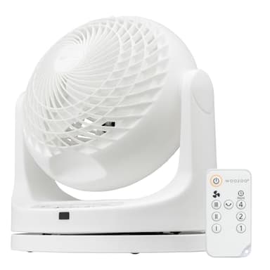 Iris Ohyama Woozoo, Ventilateur de Table, 23㎡, Ventilateur de Bureau, Blanc, 3 Vitesses, Télécommande, Minuterie 4H, Silencieux, Oscillation, pour Chambre, Salon, Petit, Puissant, PCF-MKC18