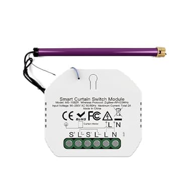 Mini module volets roulants Smart, ZigBee 3.0 + RF 433MHz, APP TUYA Smart Life, compatible avec Alexa Google, 500W 2A, AC 90-250V 50/60Hz, 52x47x18mm, IP20
