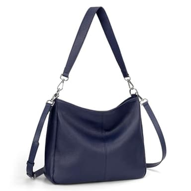befen Sac à Main pour Femme en Cuir Véritable, Sac Cabas Hobo Souple, Sac à Bandoulière Femme, Taille Moyenne avec 2 Bandoulières - Simple, Classique, élégant