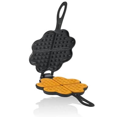 BBQ-Toro Gaufrier en fonte en forme de cœur | Gaufrier double 15 cm de diamètre, pré-enduit, noir