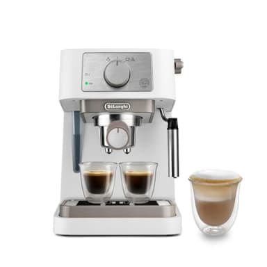 De'Longhi Machine à café manuelle Stilosa EC260.W, pression 15 bars, système cappuccino, arrêt automatique, compatible avec les tampons ESE, 2 récipients étagés, capacité 1 L, blanc