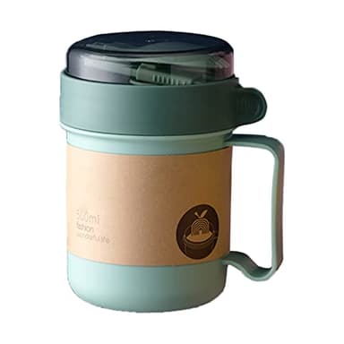 Natudeco 500ML Microwave Petit Mug à Soupe avec poignées de Couvercle Cuillère Soupe À- Aller Conteneur pour Les Soupes Nouilles Céréales Chaudes