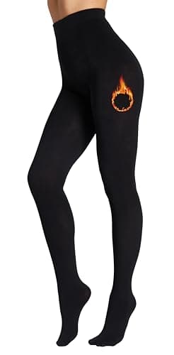 Seidiva Collant Polaire Femme Hiver Chaud, Collant Thermique Femme Taille Haute, Ultra-doux et Confortable, Noir S-M