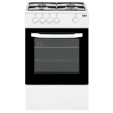 Beko Cucina CSG42009DW, (LxDxA) 50x50x85, Bianca, Forno a gas + grill, piano cottura a gas 4 zone, Coperchio in metallo