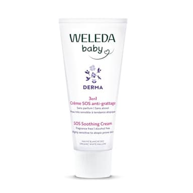 WELEDA Baby DERMA - Crème SOS anti-grattage 3en1– Crème Hydratante Bébé & Enfant Peau Très Sensible À Tendance Atopique, Visage & Corps, Hydrate, Apaise, Sans Parfum Ni Huile Essentielle, NATRUE, 50ml