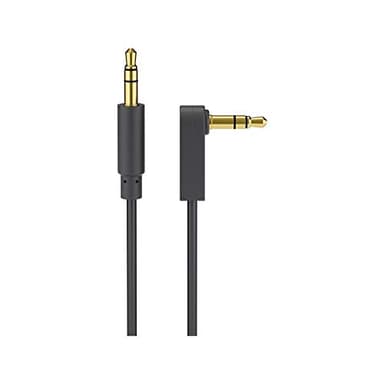 Goobay 67783 Câble de Connexion Audio AUX, 3.5 mm Stéréo, 3 Pôles, Slim, CU, Coudé, 1 m Longueur de Câble, 1,5 m