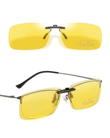 TERAISE Clip Lunette Conduite De Nuit,Clip Lunettes Jaune Pour Lunettes De Prescription/Myopie Sécurité De Conduite