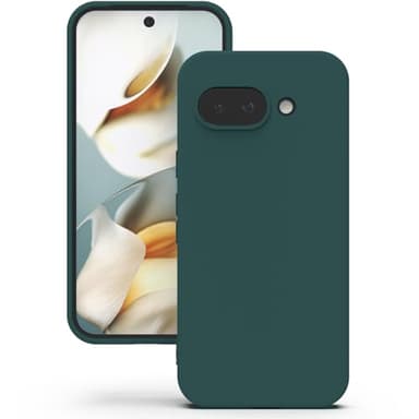 YATWIN Coque pour Google Pixel 9A, Housse en Silicone Doux avec Découpes Précises pour Caméra, Design Ultra Mince, Protection 360° à Bords Surélevés - Vert