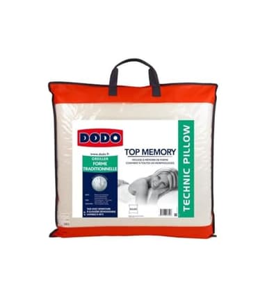DODO - Oreiller à Mémoire de Forme 60x60 cm - Maintien Ferme des Cervicales - Taie Déhoussable 70% Polyester 30% Coton - Garnissage Synthétique Bloc Mousse Viscoélastique - Lavable en Machine 40°C