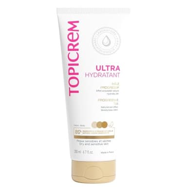 Topicrem - Ultra Hydratant Hâle Progressif - Hydrate 24h, Nourrit, Protège - Effet Ensoleillé Naturel - Peaux Sensibles & Sèches, Adultes & Adolescents - Fabrication Française - 200 ml