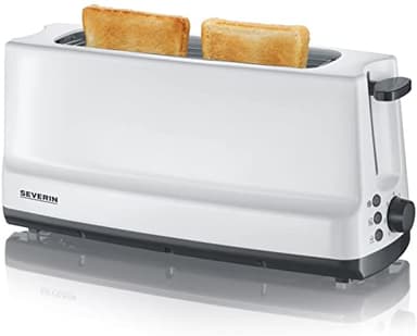 SEVERIN Grille-pain automatique 800 W, Toaster compact 1 fente jusqu'à 2 tranches, Grille-pain électrique avec réglage du degré de brunissage & fonction décongélation, blanc, AT 2232