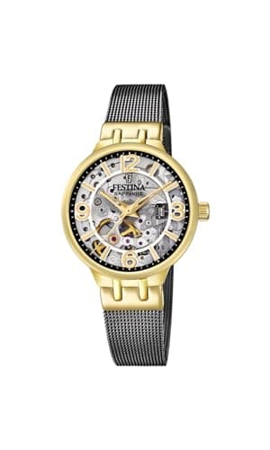Festina Montre Automatique Femme Acier Inoxydable 316L Noir - Montres Femme - Verre Saphir Haute Résistance - Étanche 5 ATM F20580/2