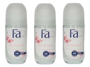 Fa Sensitive Invisible Lot de 3 roll-on anti-transpirants - White Musk - 50 ml - Protection douce jusqu'à 48 h