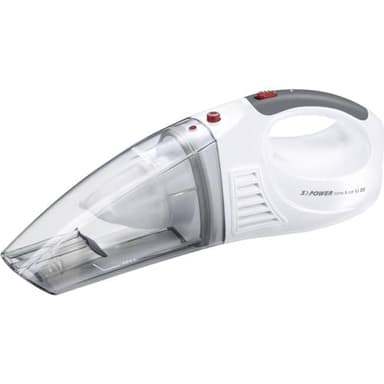Severin HV 7144, Aspirateur de Table pour Poussières/Liquides (Accu Li-Ions 7,4V, Câble Allume-Cigare 12V et 3 Accessoires Inclus, S´POWER home & car Li 20) Blanc/Rouge