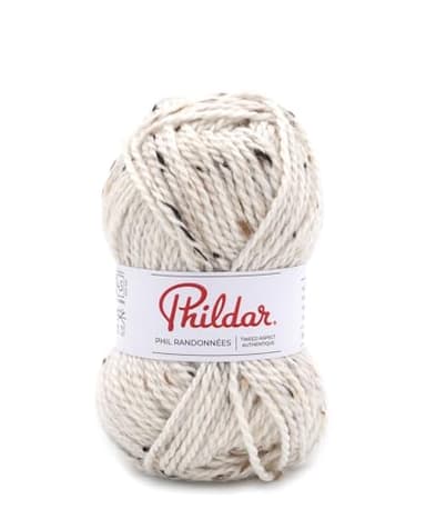 Phildar - Pelote de Laine Phil Randonnees - Laine à Tricoter - 40% LAINE,10% ALPAGA,5% VISCOSE,45% ACRYLIQUE - Aiguille n°4.5 - Couleur ECRU
