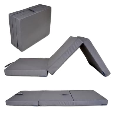 Nana Shop Matelas imperméable Pliable 3 pièces, Matelas de Camping, Matelas d'invités, Matelas de Sol, Matelas de Voyage, 60 x 200 x 10 cm (Gris)