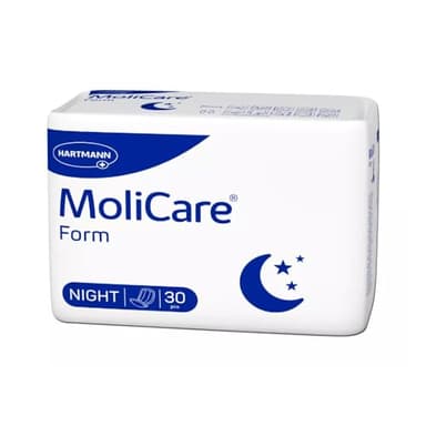 MoliCare Form Night Lot de 30 serviettes hygiéniques pour incontinence moyenne à sévère la nuit pour femmes et hommes Fiables, absorbantes et discrètes