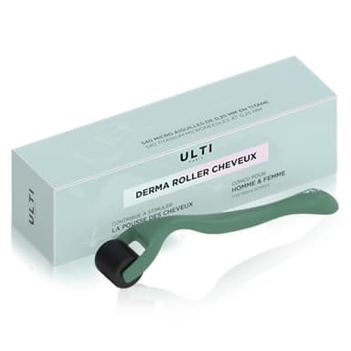 ULTI Paris Dermaroller cheveux Rouleau pour la pousse | derma roller 540 aiguilles en titane de 0,25 mm丨Stimuler la croissance de la barbe et la pousse des cheveux | Roller cheveux Rouleau cheveux