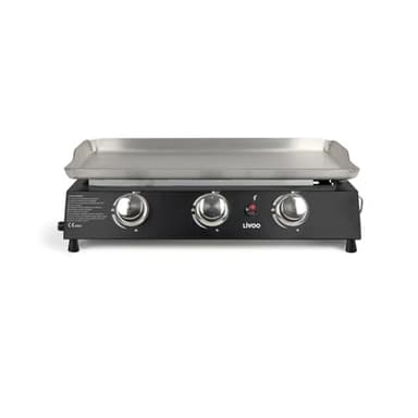 Livoo – Plancha gaz 3 brûleurs DOC249 – 7,2 kW, 61x35 cm de cuisson, plaque 3mm, allumage piezo