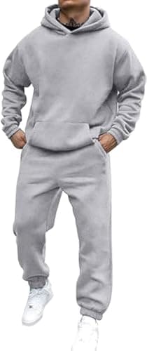 Survêtement Homme, Ensemble Jogging Homme Survetement Détente Tenue De Sport Tracksuit 2 Pièces Chaud Et Confortable Sweat Capuche Pantalon, Grey