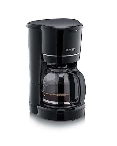 SEVERIN Cafetière Filtre, 900W, 1,4L, Jusqu'à 10 tasses, Système anti-goutte, Filtre permanent amovible, Plaque chauffante, Noir, KA4320