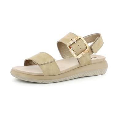 inblu Femme Sandali Donna a Fascia Strappo E Cinturino Con Fibbia Quadrata, Plantare in Tessuto Imbottito Sandale, Sable, 38 EU