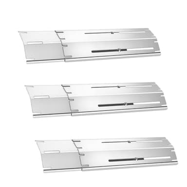 Naisfei Lot de 3 diffuseurs de flamme réglables de 29,8 cm à 53,3 cm - Couvercle de brûleur réglable - Pour barbecue à gaz - En acier inoxydable - Rails d'arômes - Pièces de rechange pour barbecue -