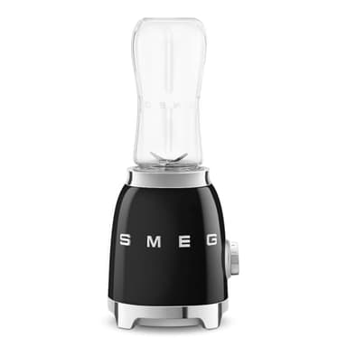 Smeg, Mini-Blender PBF00BLEU, 2 Niveaux de Vitesse, Blocage Moteur de Sécurité, 1 Bouteille de 600 ml Fournie, Base Antidérapante, Range cordon Intégré, 300W, Noir