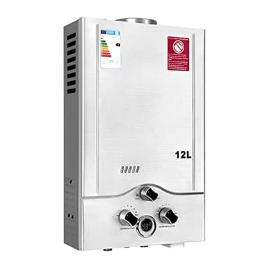 Chauffe-eau à Gaz 12LPM,Chauffe-eau Instantané 24KW GPL avec une Pression d'Eau de Départ Très Faible de 0,2 bar,Fonctionne au Butane et Propane