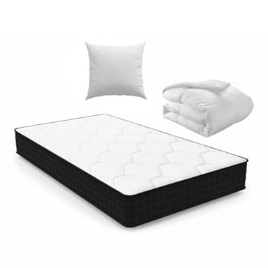 Luxirest Matelas 90x190,Ensemble Matelas et Couette et Oreiller,1 Personne, 15cm Épaisseur