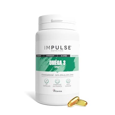 Impulse Nutrition - Oméga 3 concentrés 50% EPA / 25% DHA - Qualité Epax® - Pureté Totox <10 - Certifiés Friend of the Sea - Complément alimentaire Bien-être & Performance - Fabriqué en France