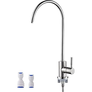 Ibergrif M22301A, Robinet Cuisine d'Eau Potable, Robinetterie de Cuisine en Acier Inoxydable, Pivotant à 360°, Robinet à Osmose Inverse avec 2 Adaptateurs, Sans Plomb, Nickel Brossé