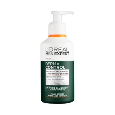 L'Oréal Men Expert - Gel Moussant Purifiant Anti-Imperfections - Nettoyant - Désobstrue les Pores et Réduit les Imperfections - Enrichie en Acide Salicylique - Derma Control - 260 ml
