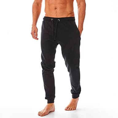 Iron Mountain Pantalon de Jogging pour Homme en Fil recyclé, Pantalon de Sport, Pantalon d'entraînement avec Revers, Noir, M